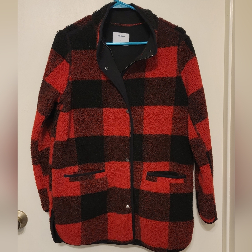 Women's Old Navy Buffalo PlaidFleece Coat Size Small
